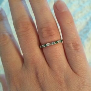 Emerald and sapphire anniversary band